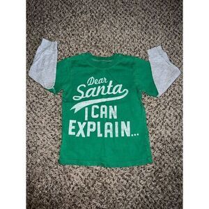Carter's Boys‎ Green/Gray "Dear Santa I can Explain" long sleeve tee size 4